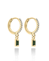 Ray earrings diamonds & green tourmaline baguette